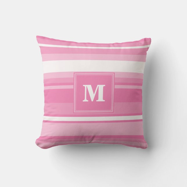 Monogram pink stripes cushion (Front)