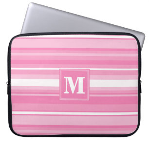 Monogram pink stripes laptop sleeve