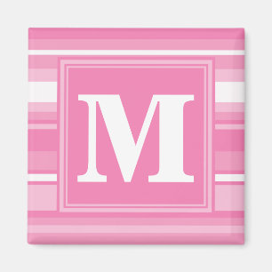 Monogram pink stripes magnet