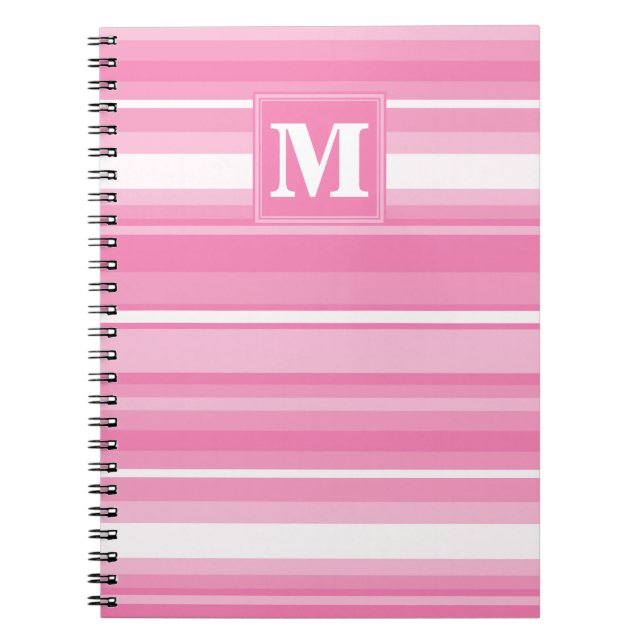 Monogram pink stripes notebook (Front)