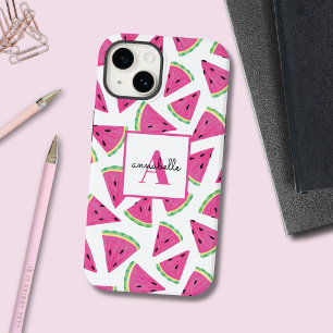Monogram Pink Summer Watermelon Pattern Case-Mate iPhone 14 Case