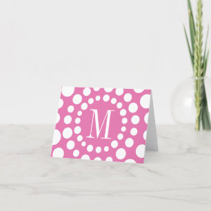 Monogram Pink Template Initial Blank Note Cards