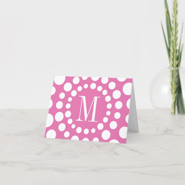 Monogram Pink Template Initial Blank Note Cards (Front)