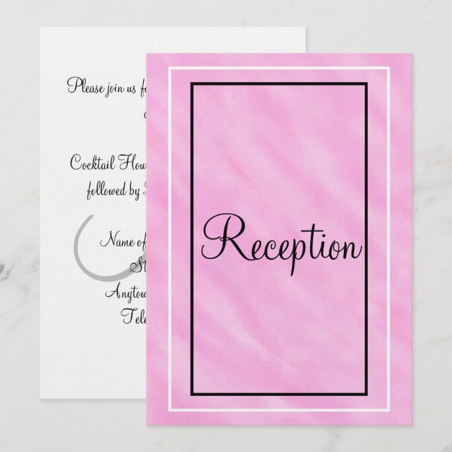 Monogram Pink White Watercolor Geometric Reception Invitation (Front/Back)