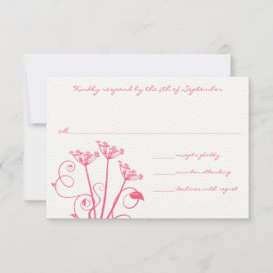 Monogram Pink Wild Flower Wedding RSVP Card