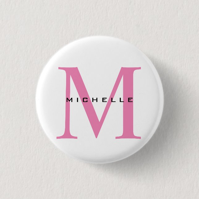 Monogram Pink Your Name Special Gift Beloved Ones 3 Cm Round Badge (Front)