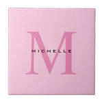 Monogram Pink Your Name Special Gift Beloved Ones Tile<br><div class="desc">A nice special day gift for your loved ones with a simple,  unique and perfect design. Or a useful,  long-lasting gift to make yourself happy.</div>