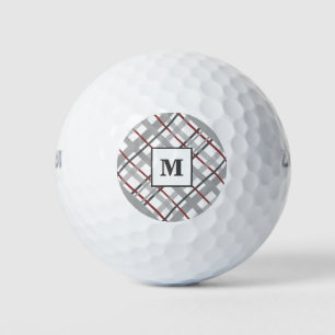 Monogram Plaid Grey Silver Red Golf Balls