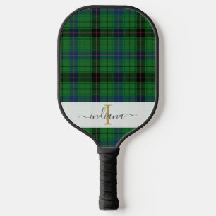 Monogram Plaid Script Name Rustic Tartan Pickleball Paddle