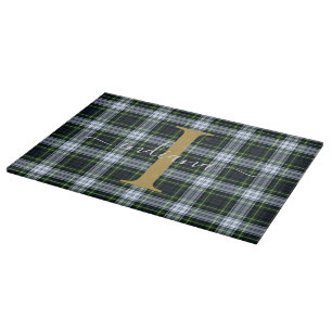 Monogram Plaid Tartan Gordon Green Mum Birthday Cutting Board