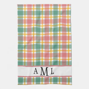 Monogram Plaid Tea Towel