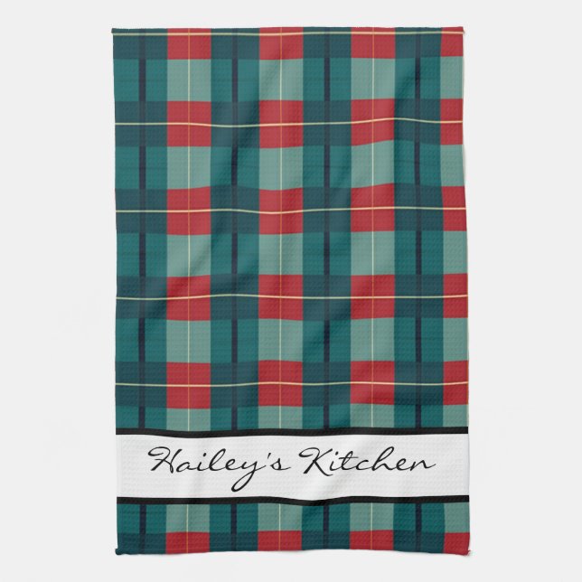 Monogram Plaid Tea Towel (Vertical)
