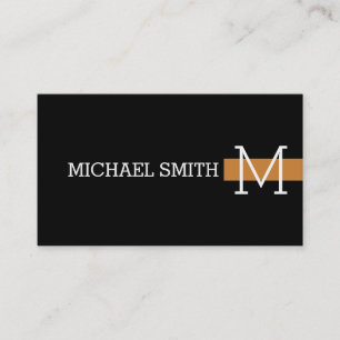 Monogram Plain Black Modern Bronze Business Card