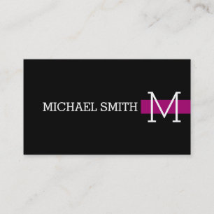Monogram Plain Black Modern Flirt Business Card