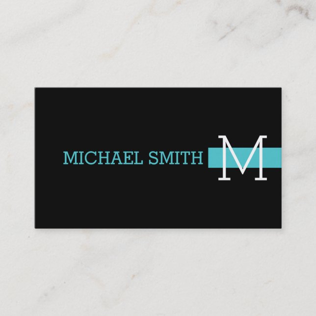 Monogram Plain Black Modern Sea Serpent #2 Business Card (Front)