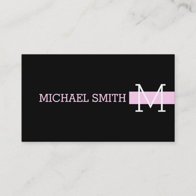Monogram Plain Black Modern Shampoo #2 Business Card (Front)