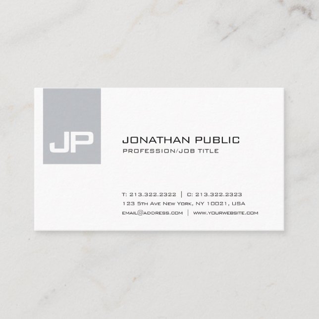 Monogram Plain Chic Simple Modern Sophisticated Business Card (Front)