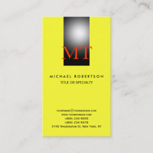Monogram Plain Consultant Yellow Business Card