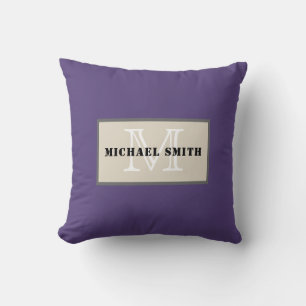 Monogram Plain Dark Cyber Grape Background Cushion