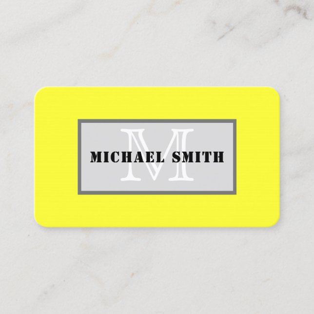 Monogram Plain Dark Daffodil Background Business Card (Front)