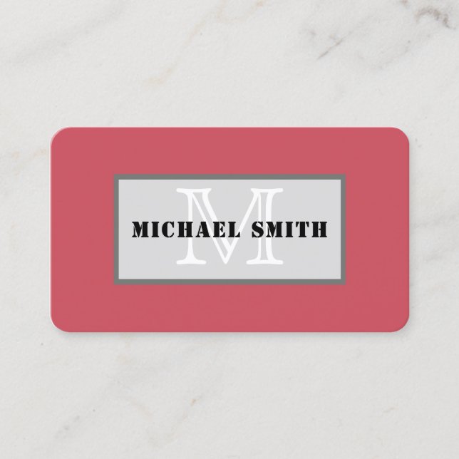 Monogram Plain Dark Terra Cotta Background Business Card (Front)