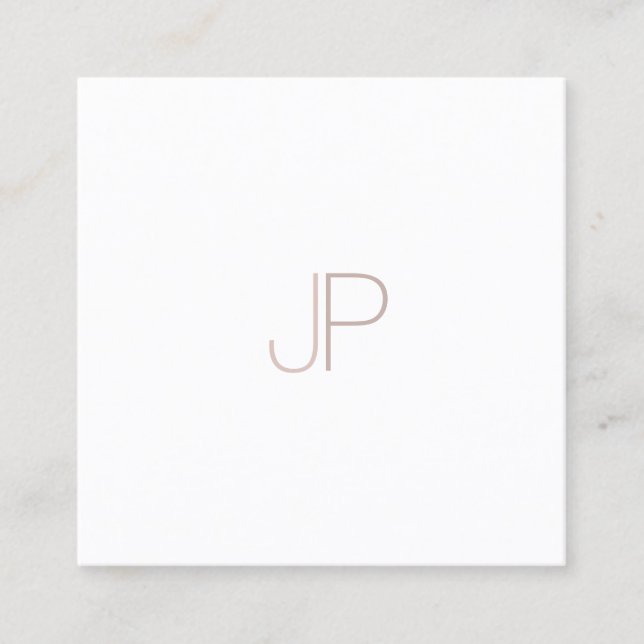 Monogram Plain Elegant Modern Trendy Design Luxury Square Business Card (Front)