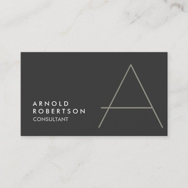 Monogram Plain Grey Beige Trendy Business Card (Front)