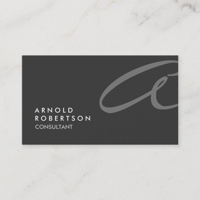 Monogram Plain Grey Trendy Business Card (Front)