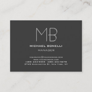 Monogram plain grey trendy stylish business card