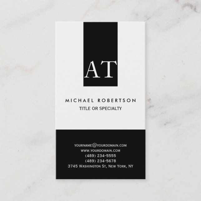 Monogram Plain Simple Consultant Business Card (Front)