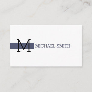 Monogram Plain White Elegant Modern Independence Business Card
