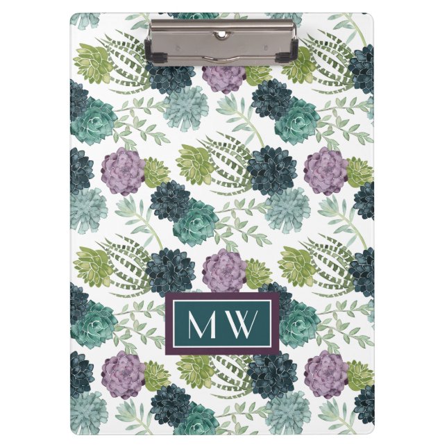 Monogram | Plant Happiness Collection Succulent Pa Clipboard (Front)