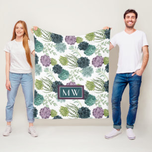 Monogram Plant Happiness Collection Succulent Pa Fleece Blanket