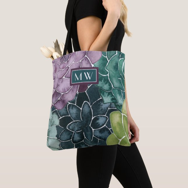Monogram | Plant Happiness | Grow Harvest Love Tote Bag (Close Up)