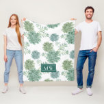 Monogram | Plant Happiness | Succulent Pattern Fleece Blanket<br><div class="desc">Enjoy this fresh creative succulent pattern design on a product or wallart piece to enhance and add to the world around you. Artist: Grace Popp</div>