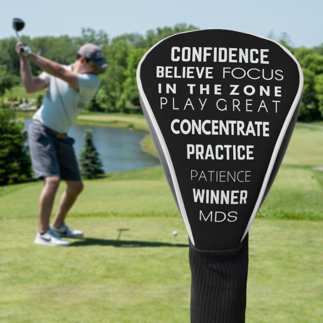 Monogram Play Great Quote Funny Golf Head Cover (Play Great with this Golf Head Cover. Just add your initials)