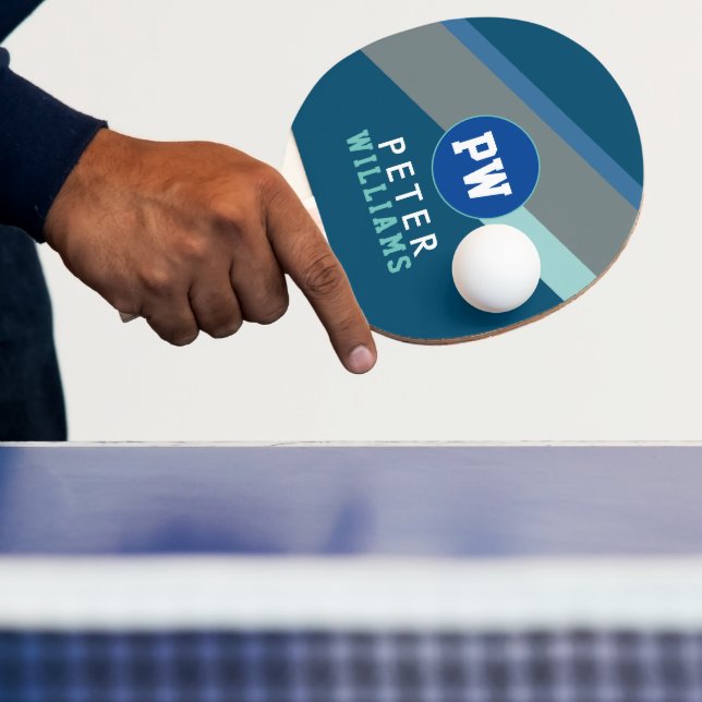 Monogram Player's Name & initials Cool Modern Ping Pong Paddle (Insitu)