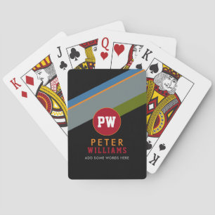 monogram player's name & initials on cool modern playing cards