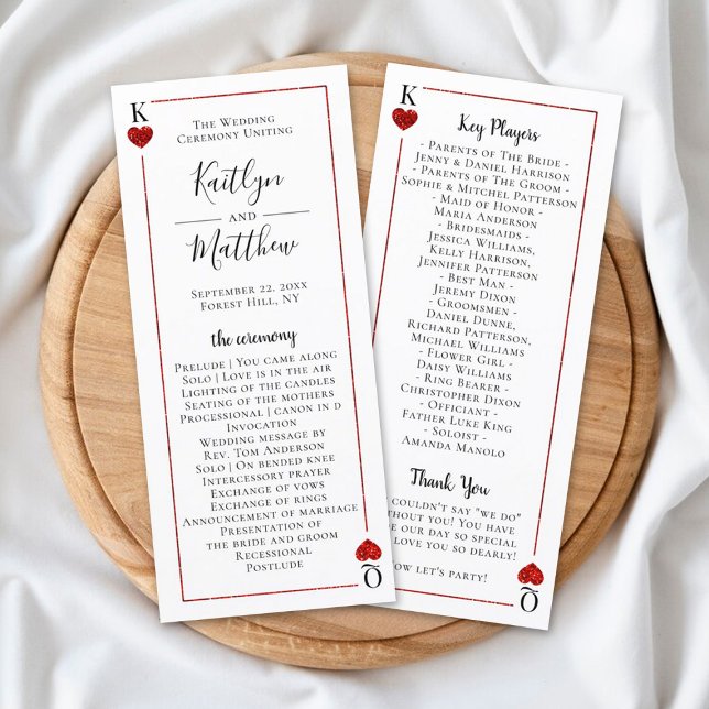 Monogram Playing Card Casino Wedding Program (Creator Uploaded)