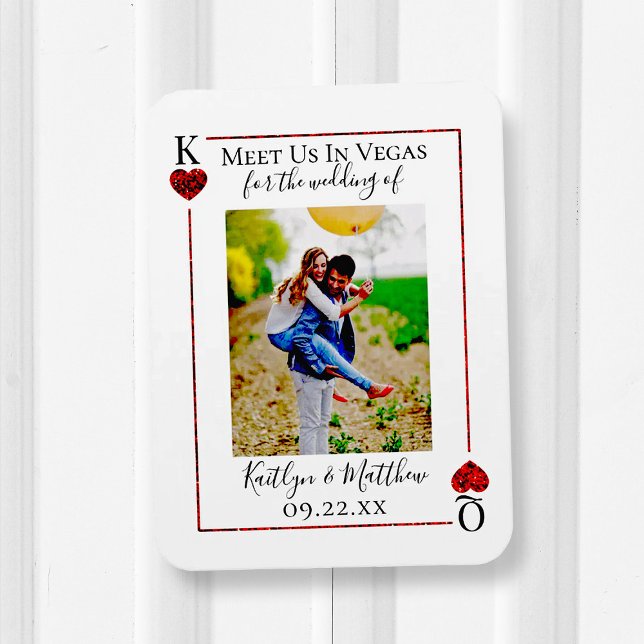 Monogram Playing Card Wedding Photo Save The Date Magnet (Creator Uploaded)