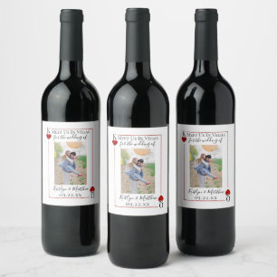 Monogram Playing Card Wedding Photo Save The Date Wine Label