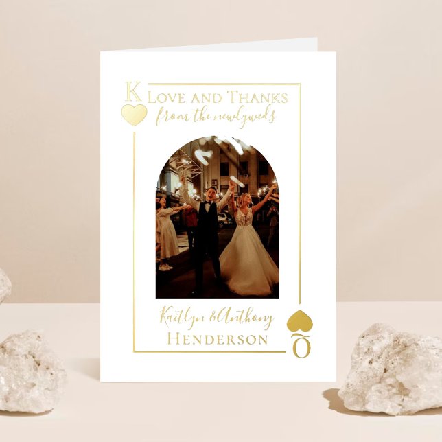 Monogram Playing Card Wedding Photo Thank You Card (Creator Uploaded)