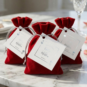 Monogram Playing Card Wedding Silver Favour Tags
