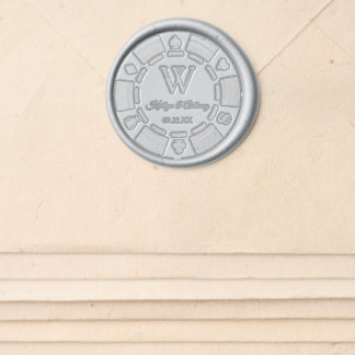 Monogram Poker Chip Casino Wedding Wax Seal Sticker