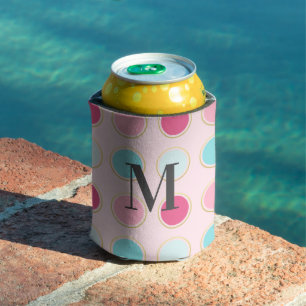Monogram Polka Dot Can Cooler