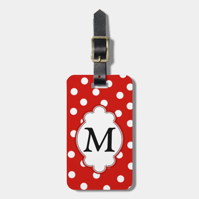 Monogram Polka Dot Luggage Tag (Front Vertical)