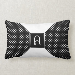 Monogram Polka Dots and White Lumbar Cushion