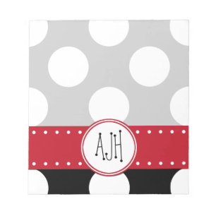 Monogram - Polka Dots, Dotted Pattern - Black Notepad