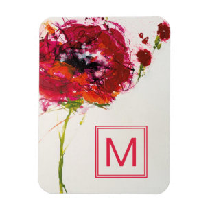 Monogram Poppy on White Magnet