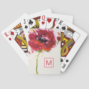 Monogram   Poppy on White Playing Cards